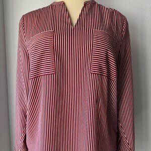 CAbi Franklin Blouse #5335 Red White Blue Striped Longsleeve-XL